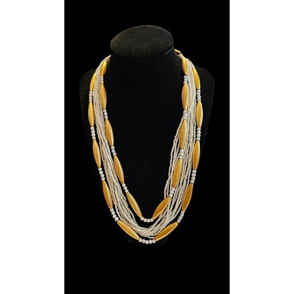 STUNNING 1950'S ORIGINAL by ROBERT Multistrand BEAD WHITE GOLD  20" NECKLACE - Picture 11 of 14